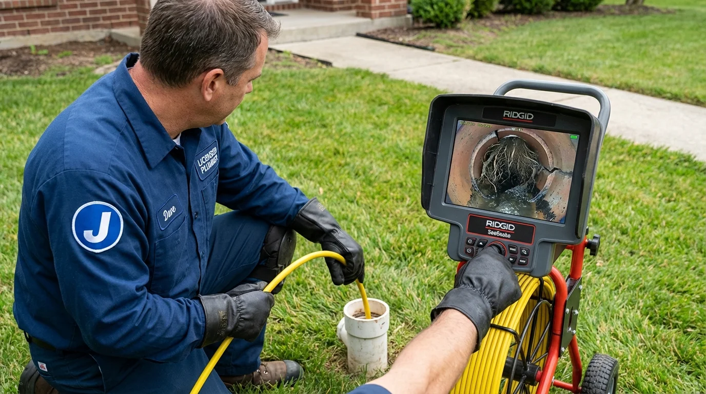Sewer camera inspection being performed by Johns Plumbing LLC in Northwood